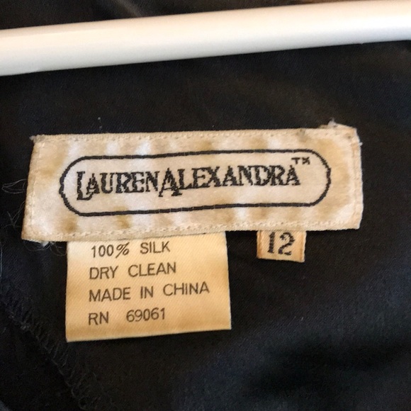 Vintage Lauren Alexandra Silk shirt- black size 12 - Picture 3 of 4